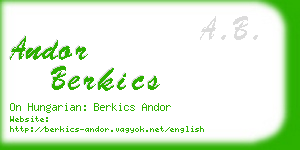 andor berkics business card